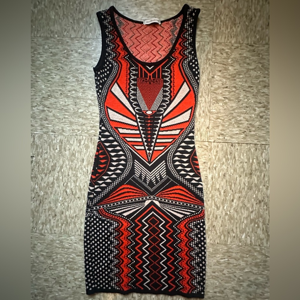 Sweater Material Sleeveless Abstract Dress 🧡🖤